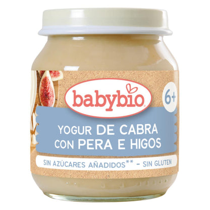 Embalagem de 3 iogurtes de leite de cabra com pera e figo Babybio 130 g