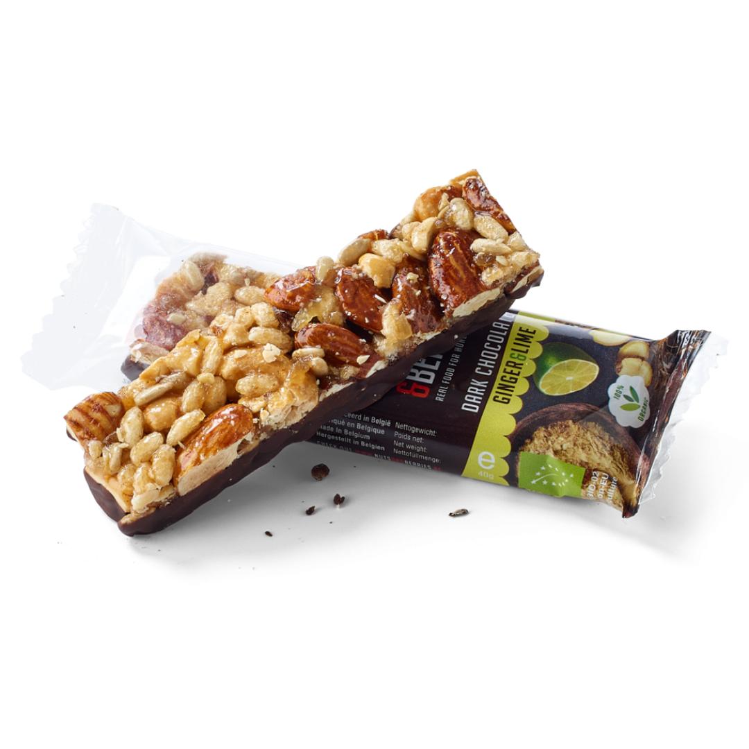Barra de chocolate negro com nozes e frutos vermelhos e gengibre 40g