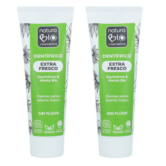 PROMOÇÃO Embalagem com 2 unidades de Pasta de Dentes Hortelã e Equinácea Bio Sem Flúor NaturaBio 75 ml