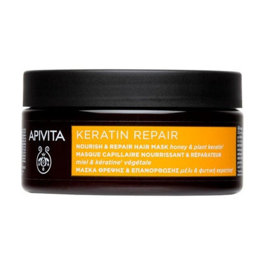 Máscara Nutritiva e Reparadora Apivita Keratin para Cabelo Seco e Danificado 200 ml