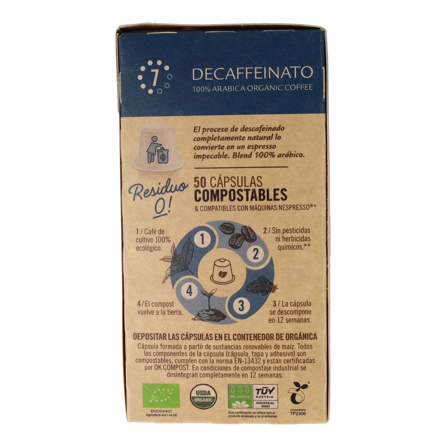 Cápsulas Compostáveis ​​​​Nespresso Descafeinado 50 cápsulas