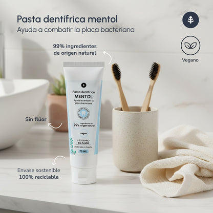 Pasta de dentes sem flúor Mentol Planeta Huerto 75 ml