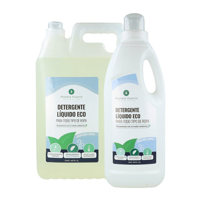Detergente líquido para roupa Planeta Huerto Eco com aroma natural de roupa lavada, 5 litros