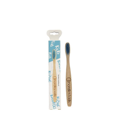 Escova de dentes de bambu Nordics Oral Care para criança, azul