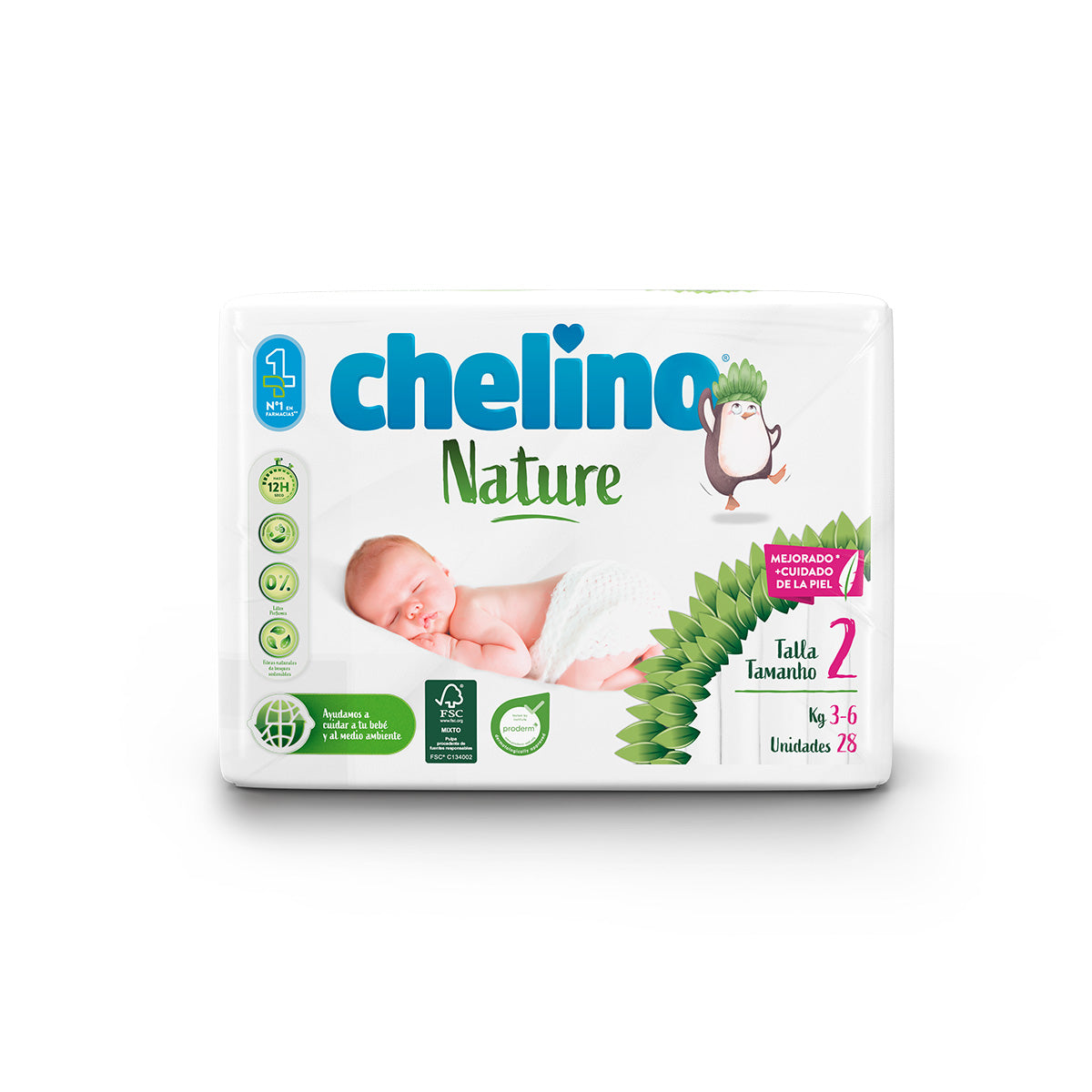 Pack poupança fraldas T2 3-6 kg Chelino Nature 112 unidades