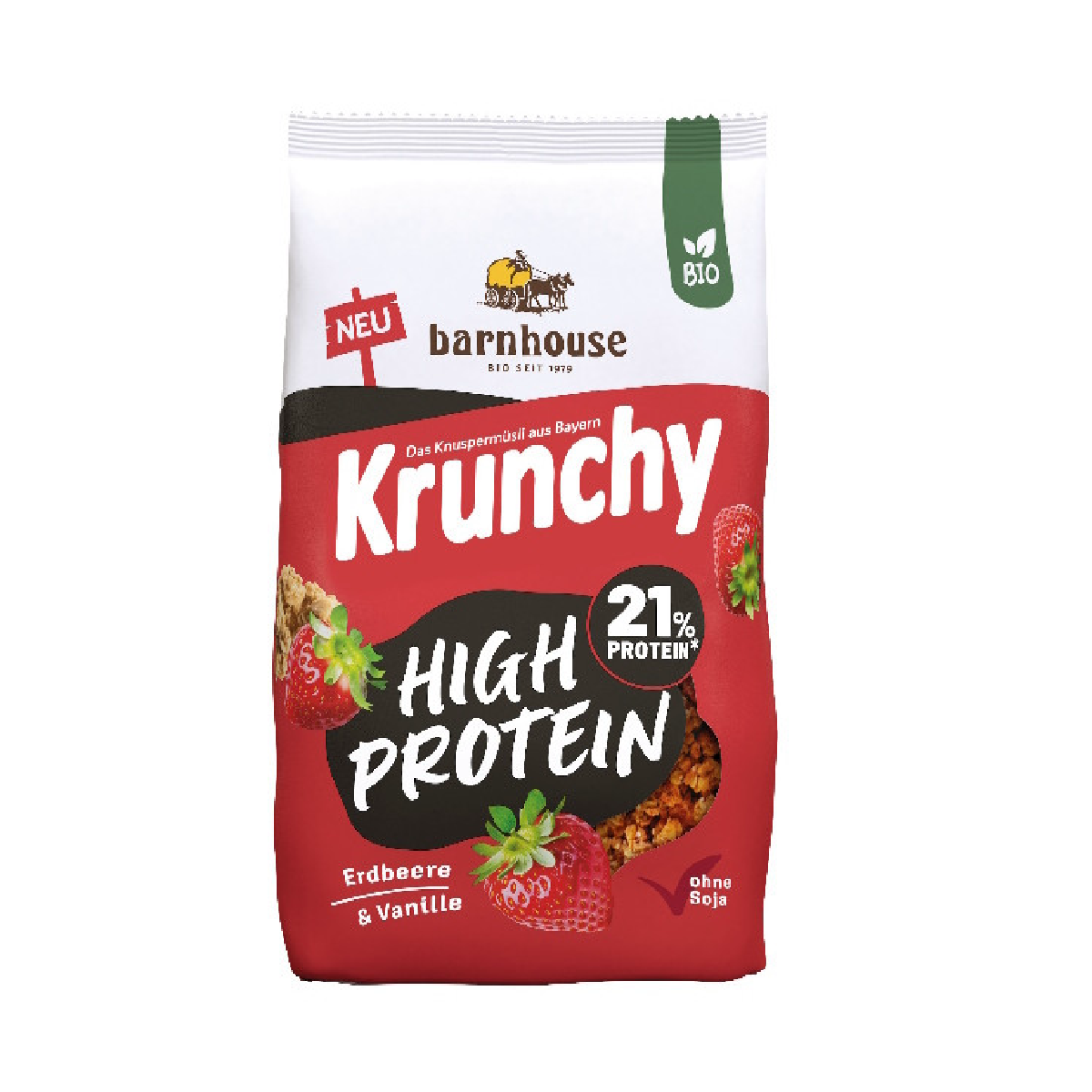 Muesly Morangos Crocantes Alto Teor Proteico Barnhouse 375 g
