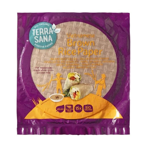 Papel de arroz integral vietnamita Terrasana, 15 folhas