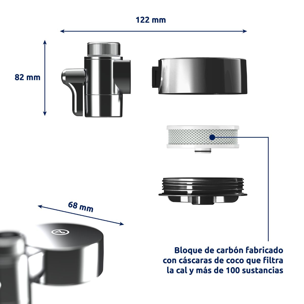 Filtro de água compacto para torneira de água da torneira EcoPro Cromado