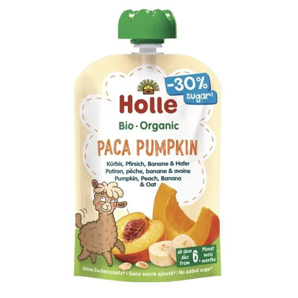 Smoothie Biológico de Abóbora, Pêssego, Banana e Aveia (a partir dos 6 meses) PACA ABÓBORA Holle 100g