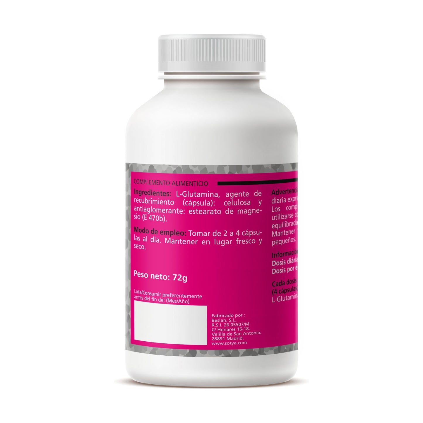 L-Glutamina Sotya 120 Cápsulas 600 mg