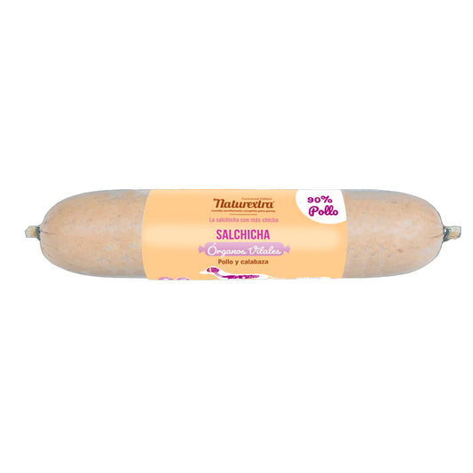 Salchicha funcional para perros para órganos vitales con pollo y calabaza 500 g NaturExtra