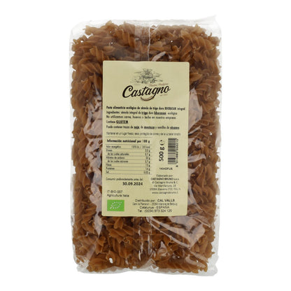 Massa espiral de sêmola de trigo integral biológica Khorasan Castagno 500 g