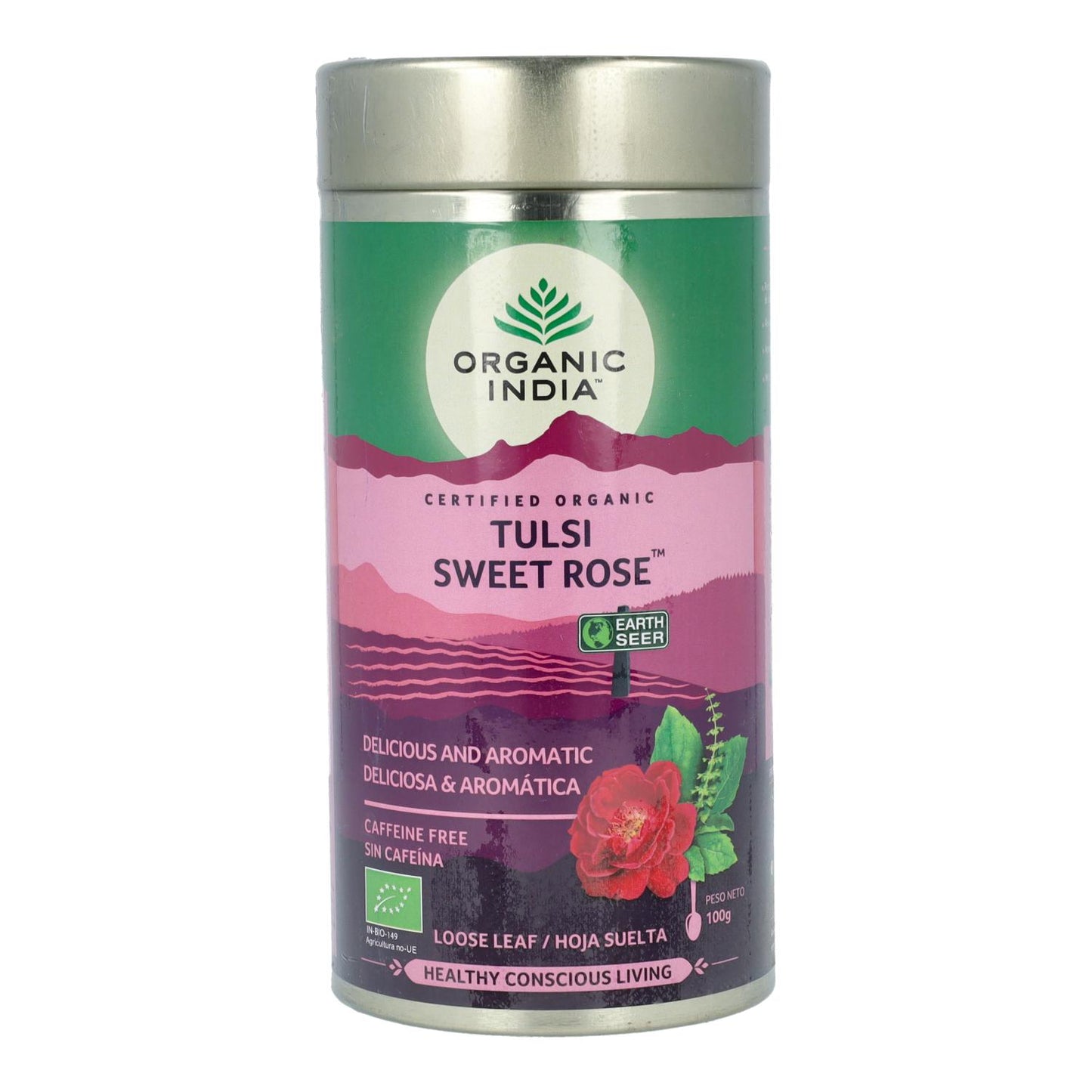 Tulsi Rosa Doce Biológica Índia 100g
