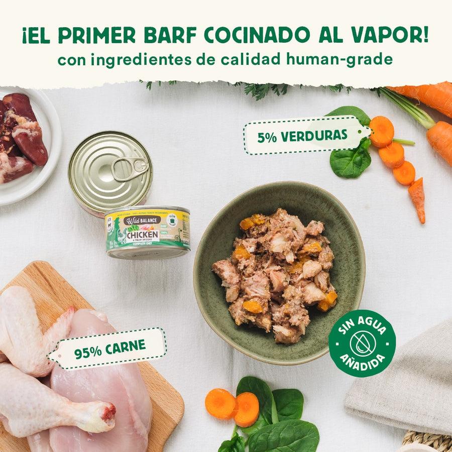Pacote de latas de frango BARF para gatos 6 x 120 g Wild Balance