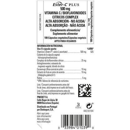 Ester C mais Vitamina C 500mg Solgar 100 cápsulas vegetais