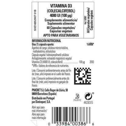 Vitamina D3 (Colecalciferol) 4000 UI (100 μg) 60 cápsulas vegetais Solgar 120 cápsulas vegetais