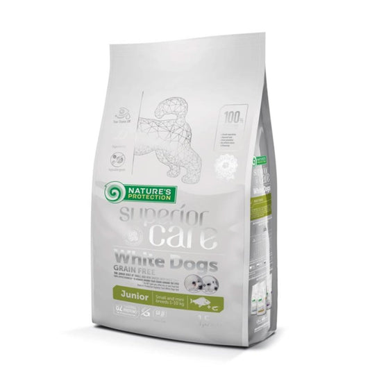 Nature's Protection White Dog Food Sem Grãos Fish Puppy Raças Pequenas 1,5 Kg
