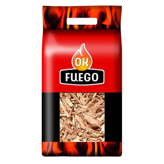 Lascas de madeira de acendimento rápido Okfuego – Saco de 8 L para lareira, fogão e churrasqueira