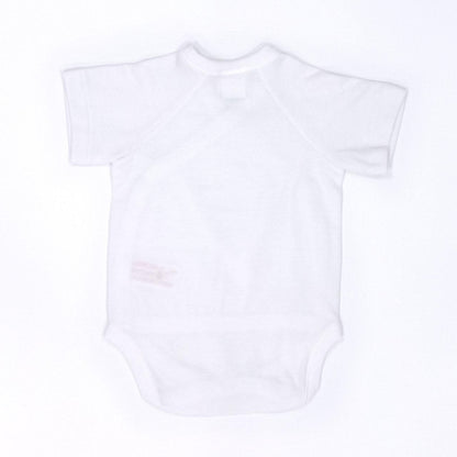 Body de manga curta para recém-nascido em tencel branco