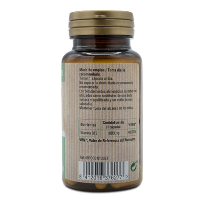 Vitamina B12, 30 cápsulas vegetais. NaturTierra