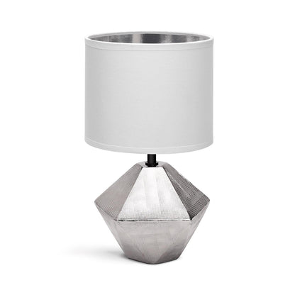 Candeeiro de Mesa Cerâmica E14 Prata Tamanho Grande