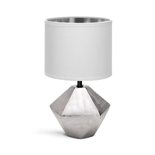 Candeeiro de Mesa Cerâmica E14 Prata Tamanho Grande