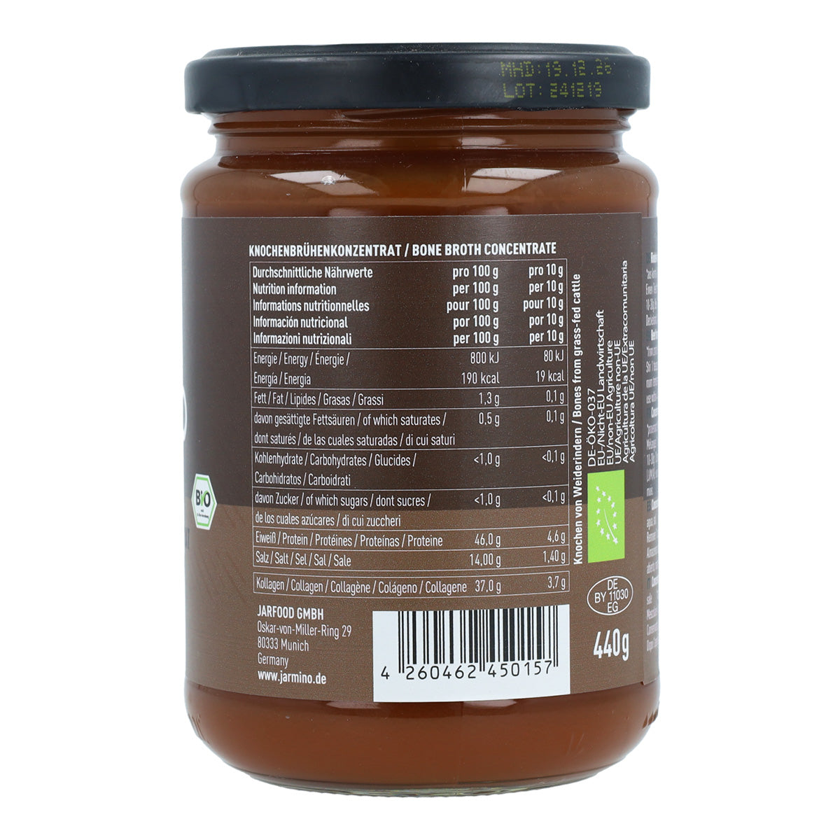Caldo de Osso Bovino Concentrado Biológico Jarmino 440 g