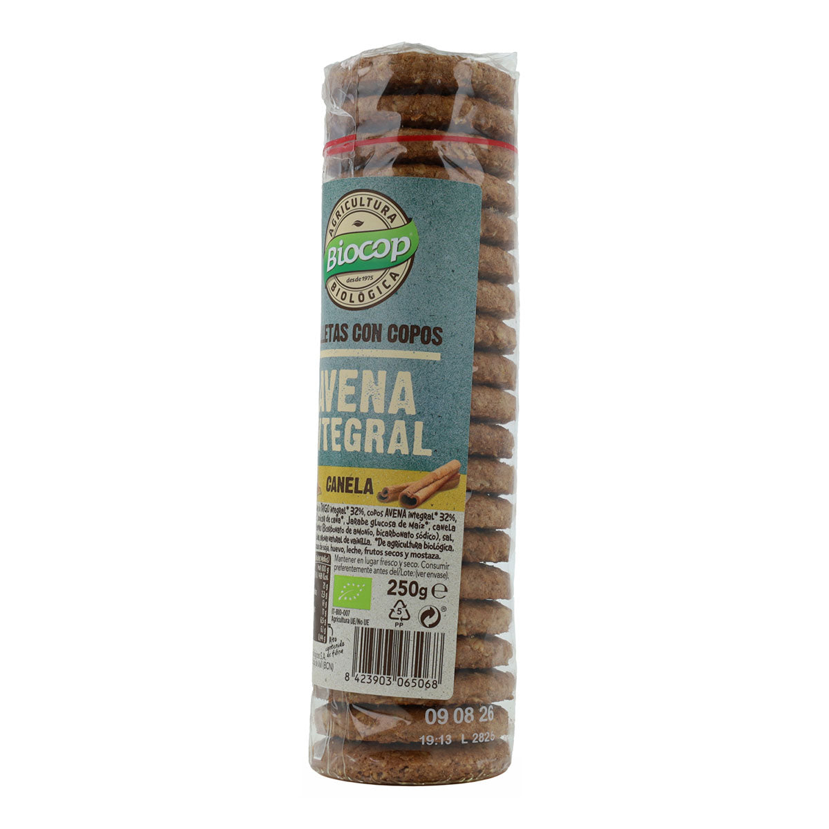 Biscoitos de aveia integral e canela Biocop 250 g