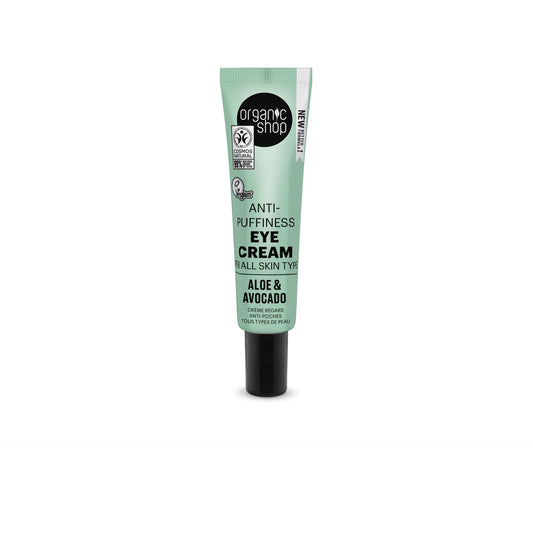 Creme anti-inchaço para os olhos com aloé vera e abacate, Organic Shop 30 ml