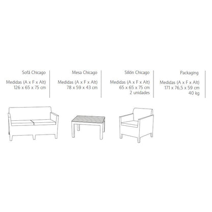 Conjunto de mobiliário de jardim Keter Chicago Lounge Graphite