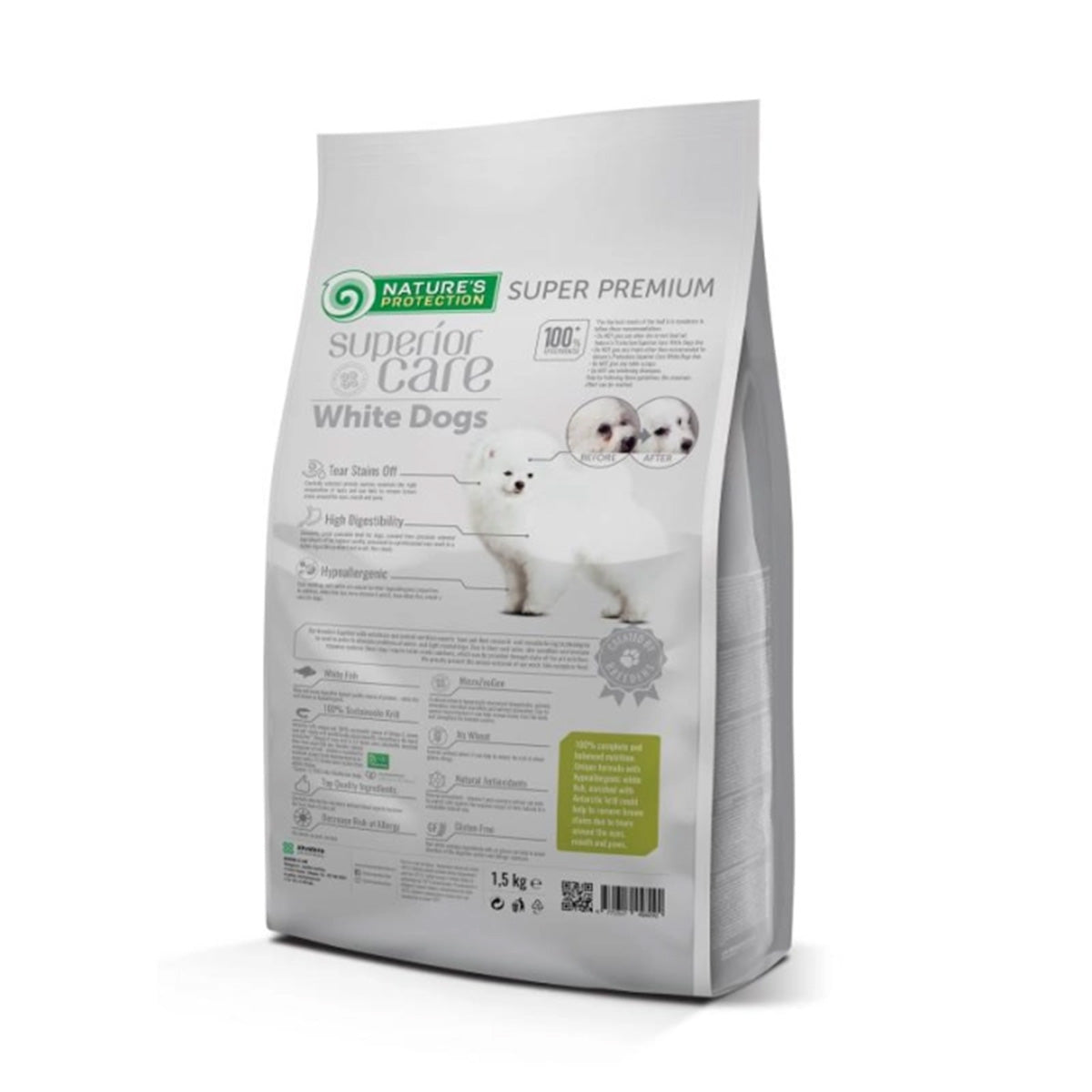 Nature's Protection White Dog Food Sem Grãos Fish Puppy Raças Pequenas 1,5 Kg