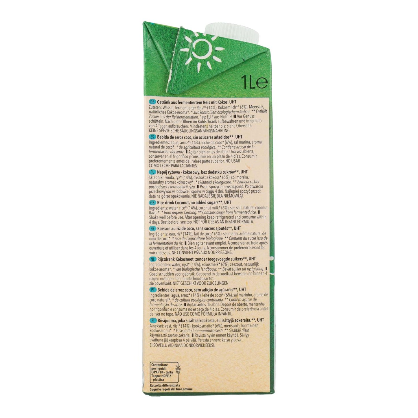 Bebida de arroz de coco Natumi Bio 1 L