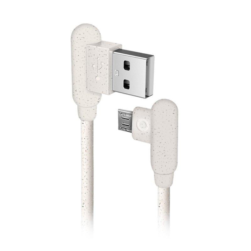 Cabo Micro USB ecológico feito de 35% de materiais SBS biodegradáveis ​​Branco