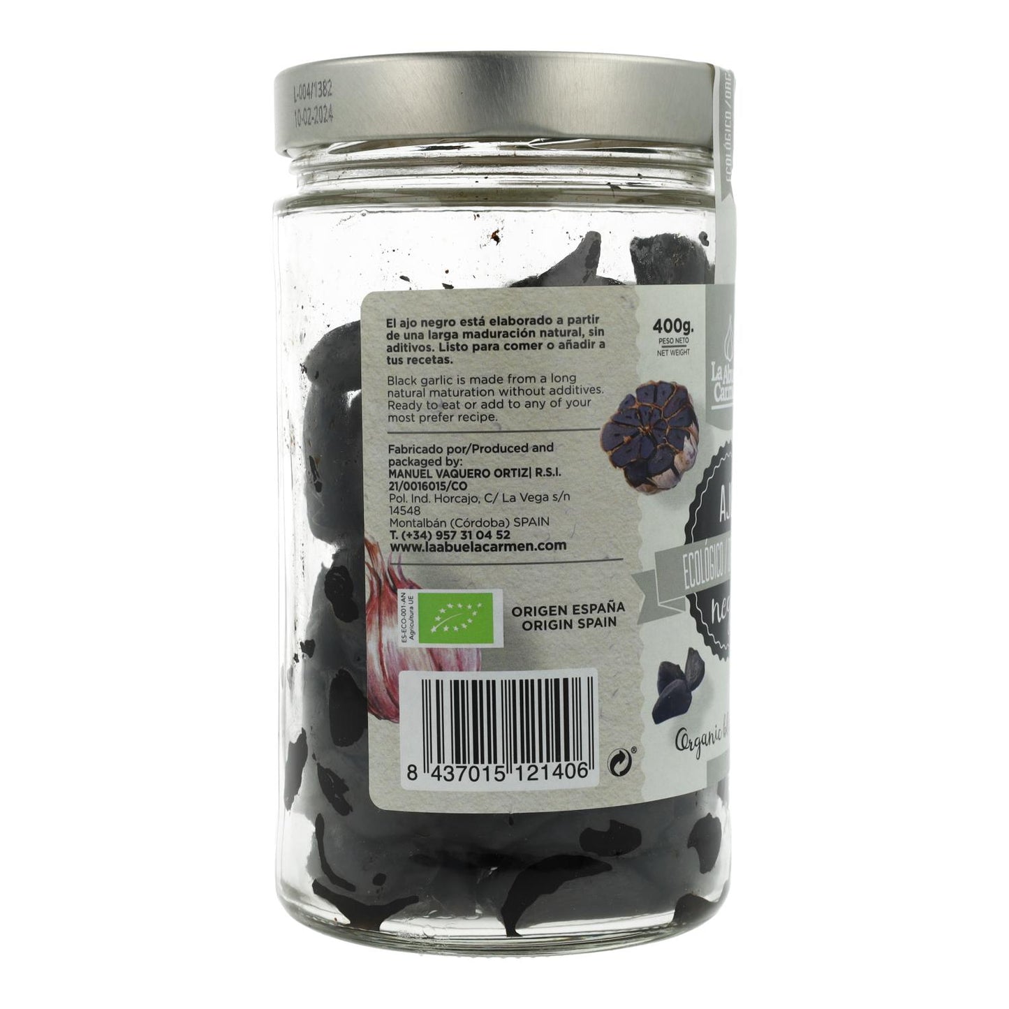 Alho preto em recipiente de vidro, La Abuela Carmen, 400g