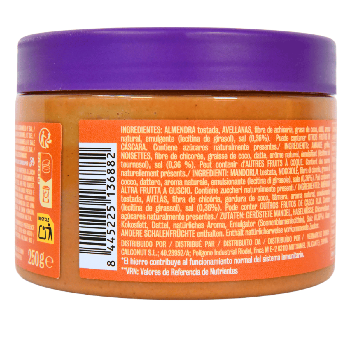 Creme de amêndoa e avelã com sabor a caramelo salgado 250g Realfooding