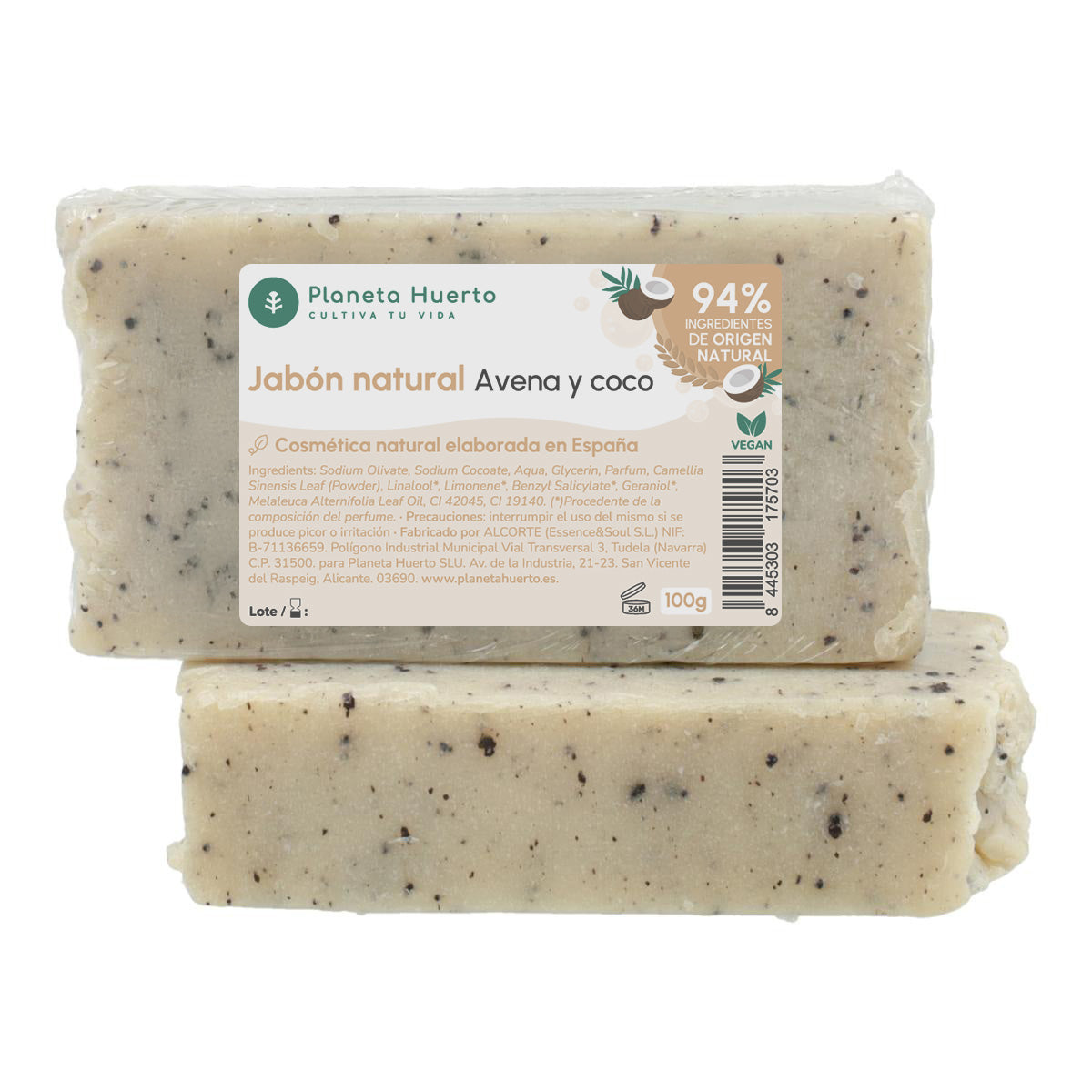 Sabonete natural à base de azeite, aveia e coco Planeta Huerto 100 g