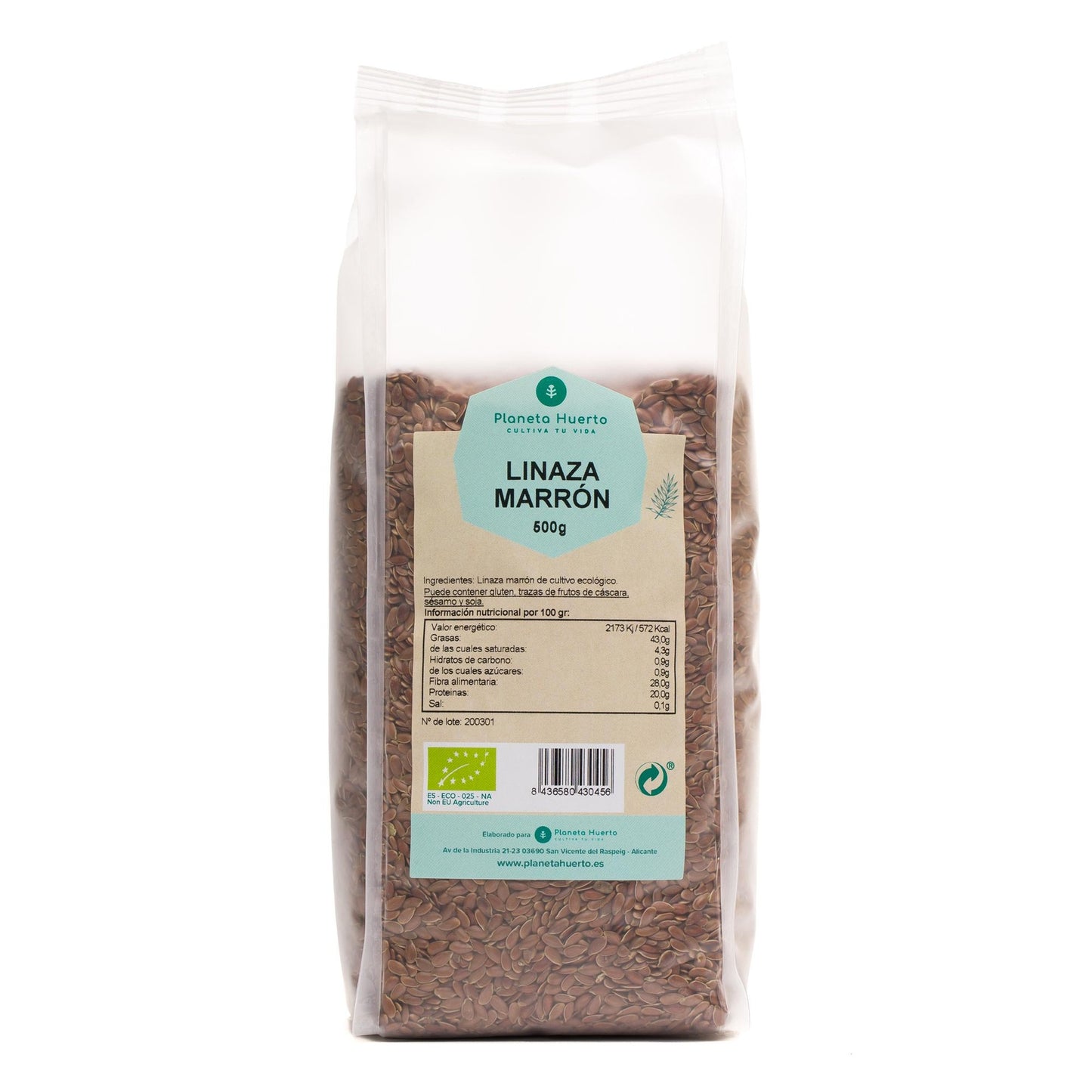 Sementes de linhaça castanha ECO Planeta Huerto 500 g