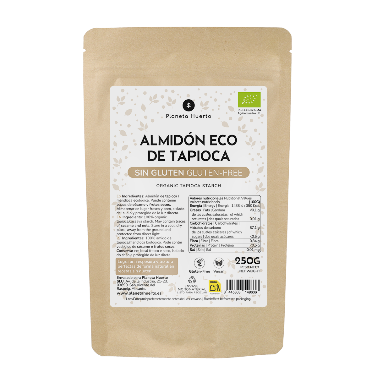 Amido de Tapioca Sem Glúten ECO Planeta Huerto 250 g