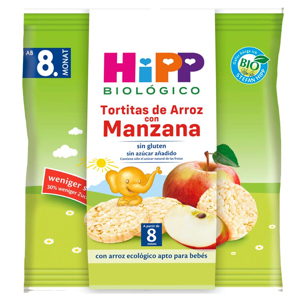 Pack de 3 bolinhos de arroz com maçã sem glúten biológico para bebé de +8 meses HiPP 30g