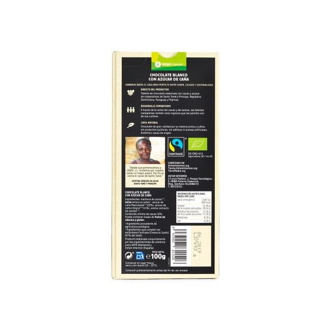 Chocolate branco com açúcar de cana biológico Tierra Madre Oxfam Intermón 100 g