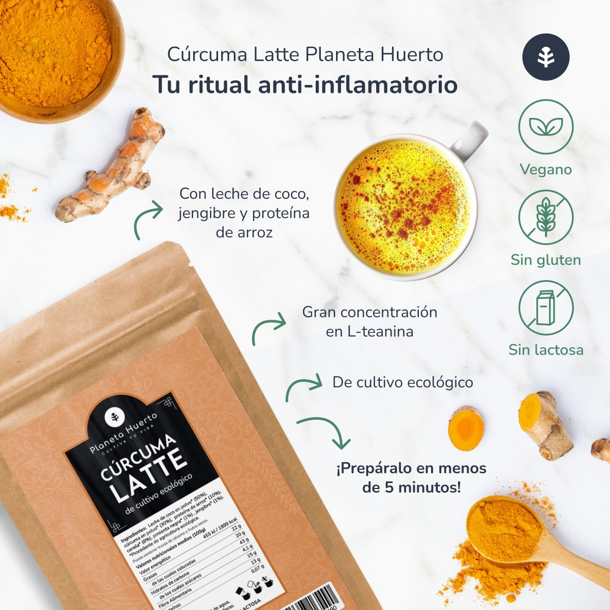 Leite Cúrcuma ECO Planeta Huerto 200 g