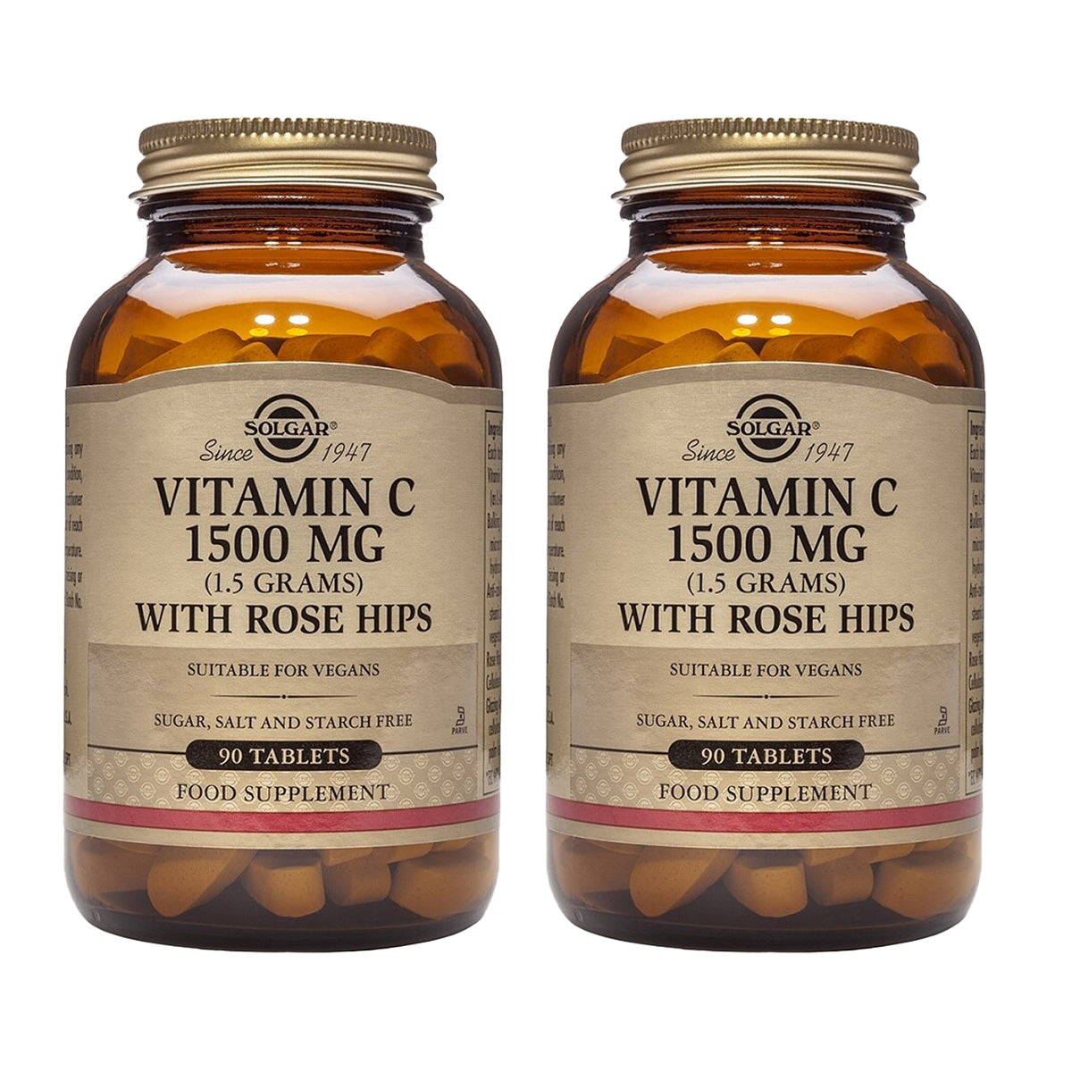 Embalagem de 2 Rosa Mosqueta Vitamina C com Rosa Mosqueta 1500 mg, 90 comprimidos