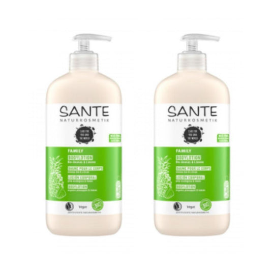 Embalagem x2 Sante loção corporal de ananás e limão, 500 ml