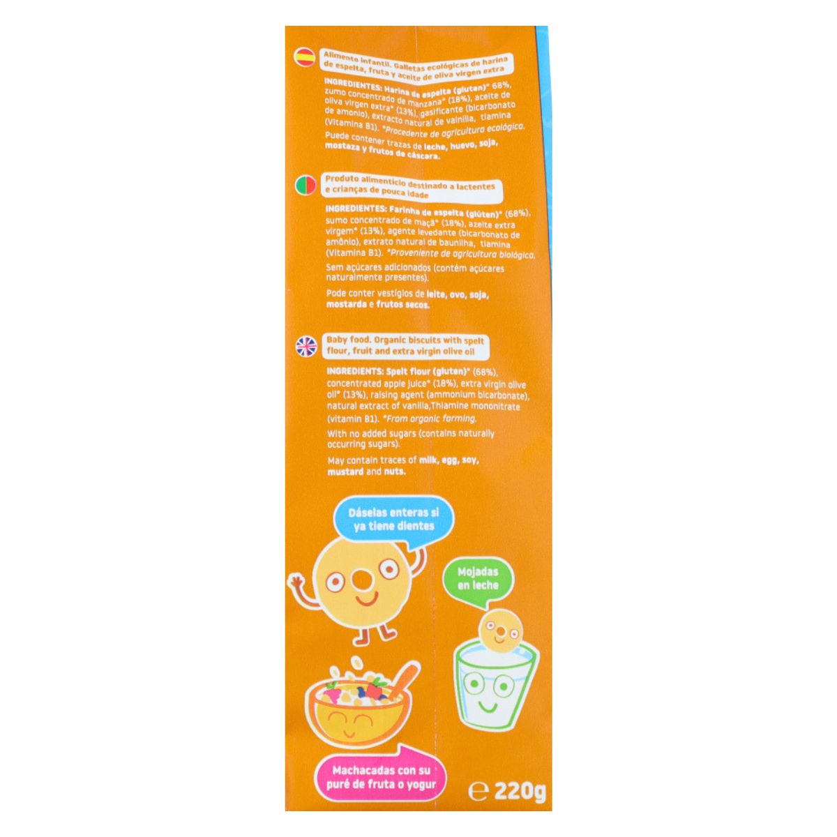 Smileat Bolachas infantis biológicas de espelta e maçã, 220g