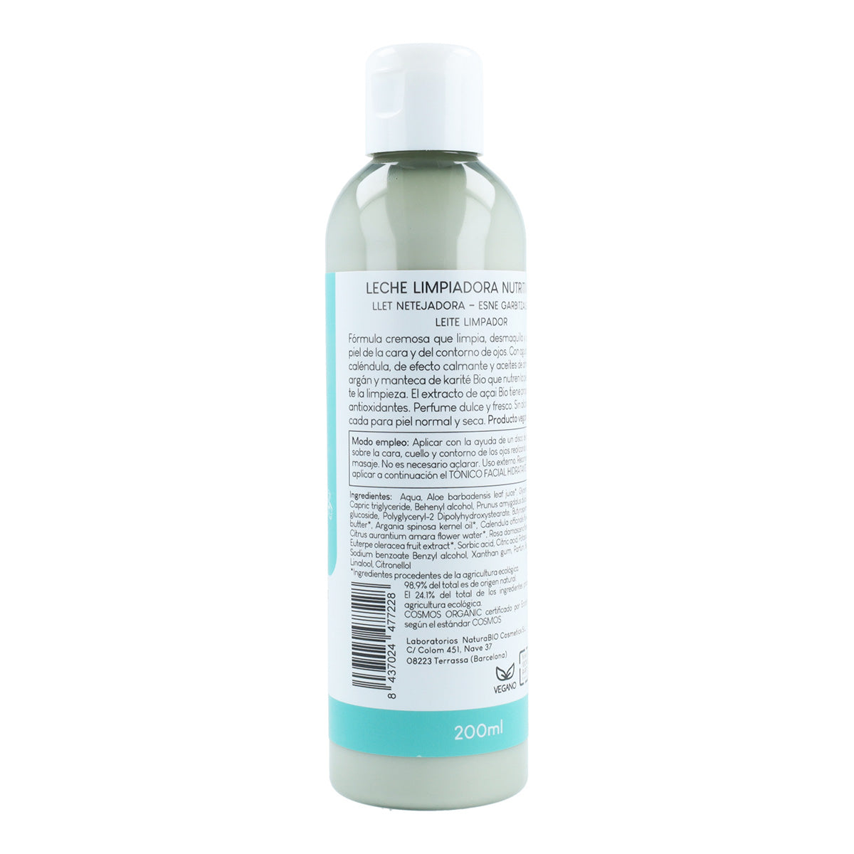 Leite de Limpeza Nutritivo com Argão e Calêndula Bio 200 ml NaturaBIO
