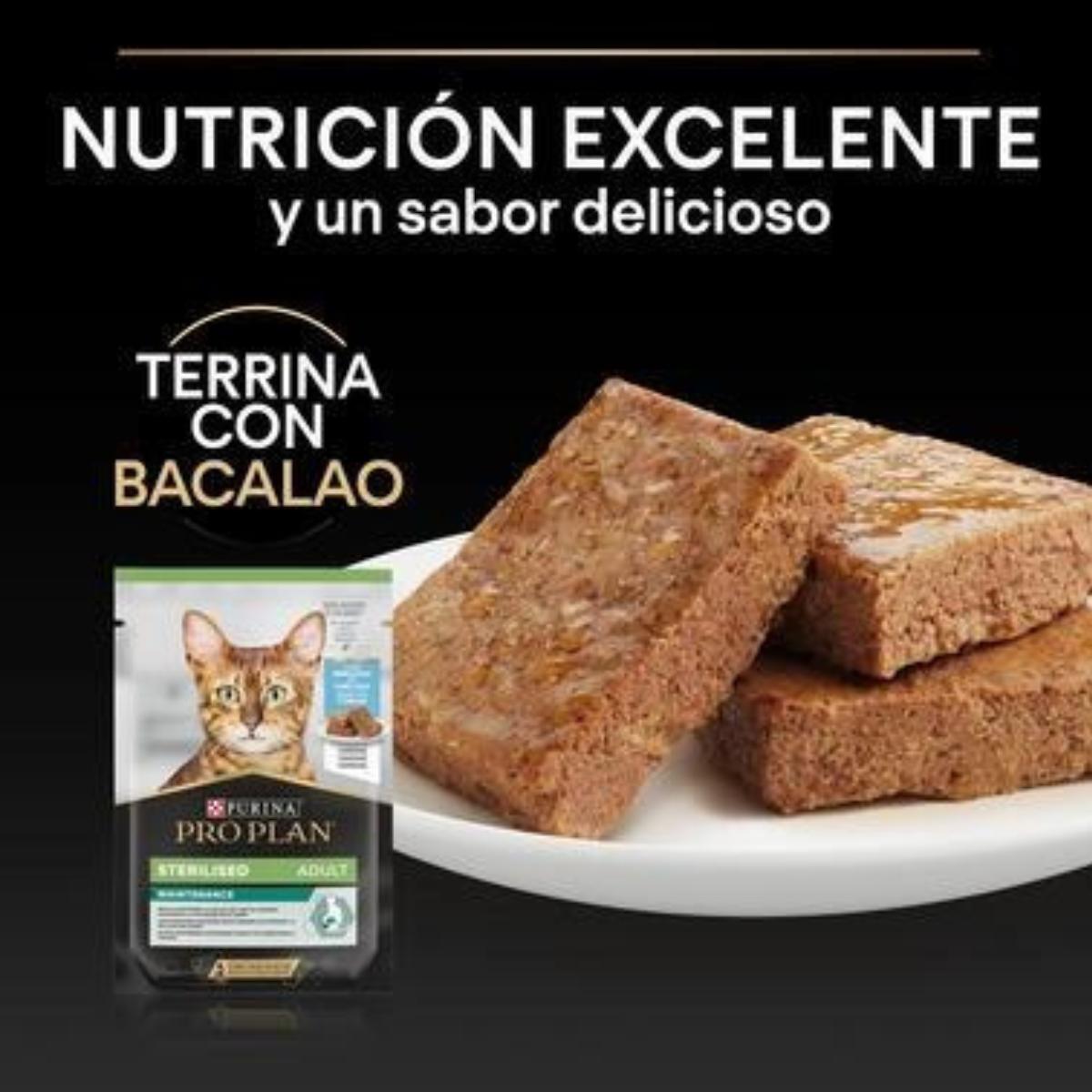 PURINA PRO PLAN Terrina de Bacalhau Esterilizada para Gato Molhado Saqueta 10 x 75g