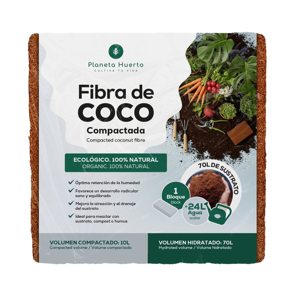 Substrato de Fibra de Coco Planeta Huerto 140 Litros 