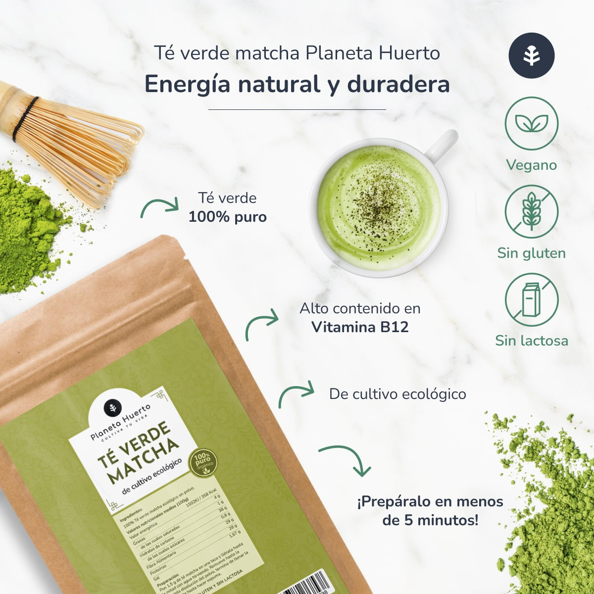 Chá Matcha em Pó ECO Planeta Huerto 70 g