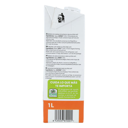 Pack de 4 Bebidas de Aveia Biológica Sem Glúten Sol Natural 1 L