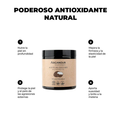 Arganour Óleo de Coco Biológico 100% Puro 250ml
